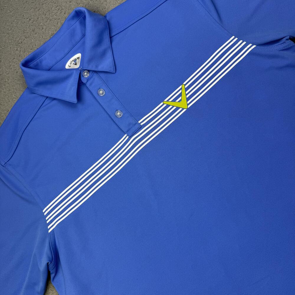 Callaway Shirt Mens Large Blue Golf Polo Performance Stripe 100% Polyester